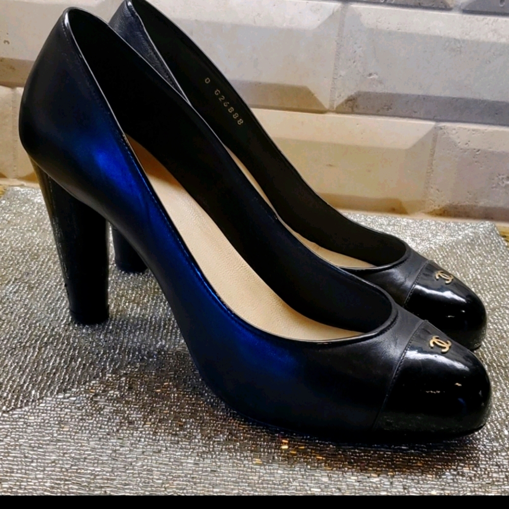 CHANEL Platform Patent/Leather Heels - Size 40